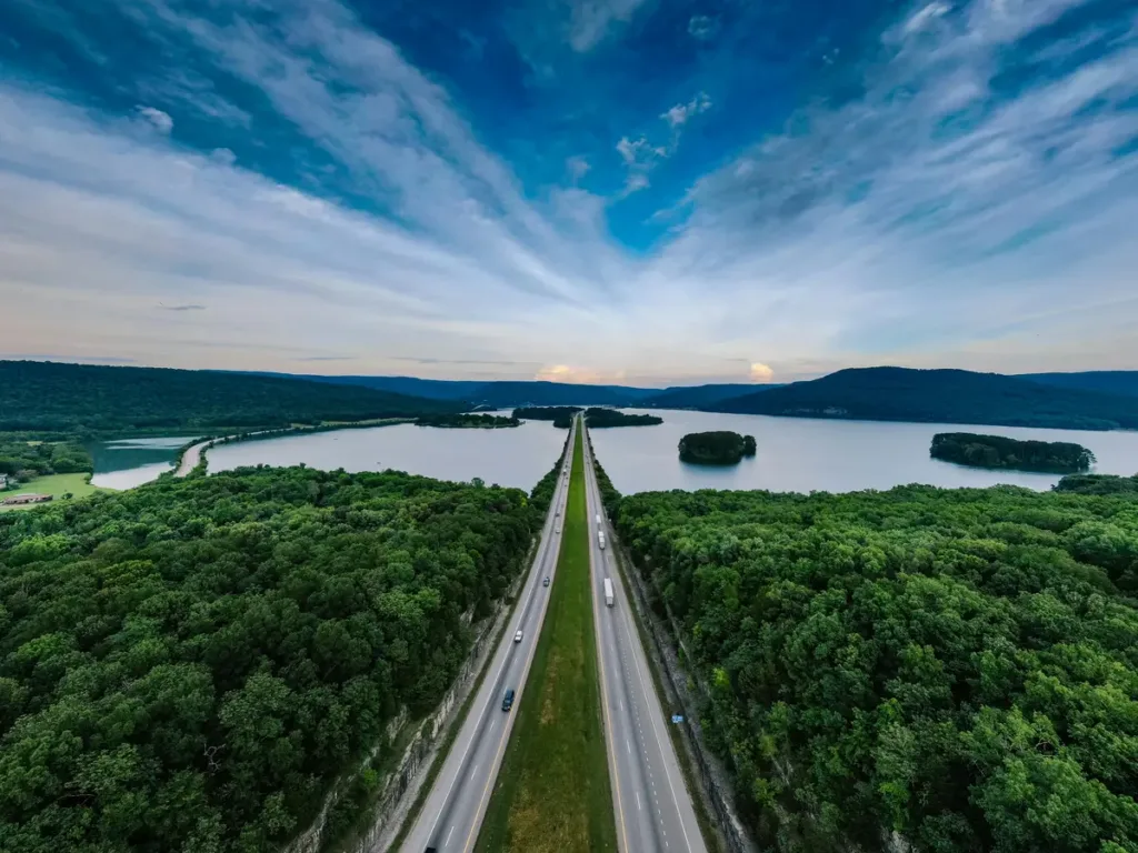 birds eye view of a highway