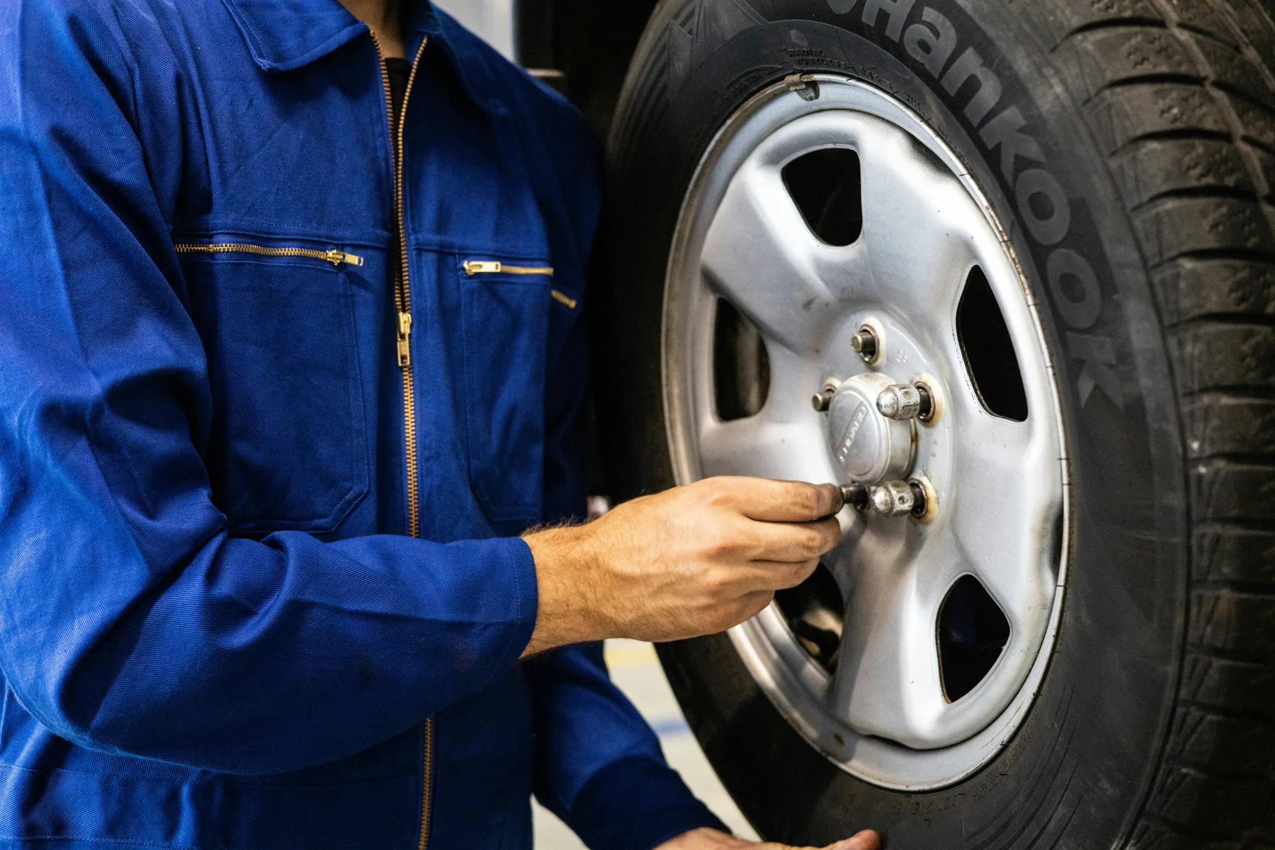 Man fixing a tire
